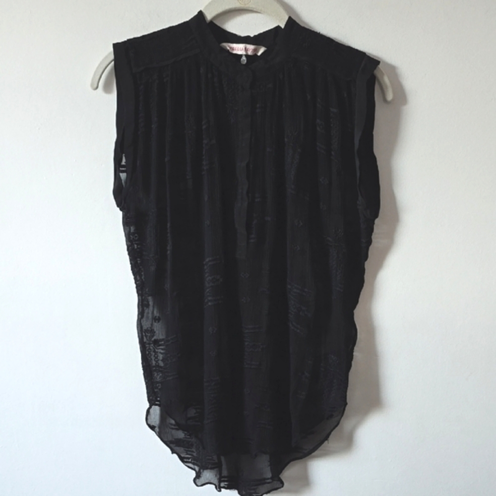 Rebecca Taylor Sheer Black Sleeveless Blouse size 0